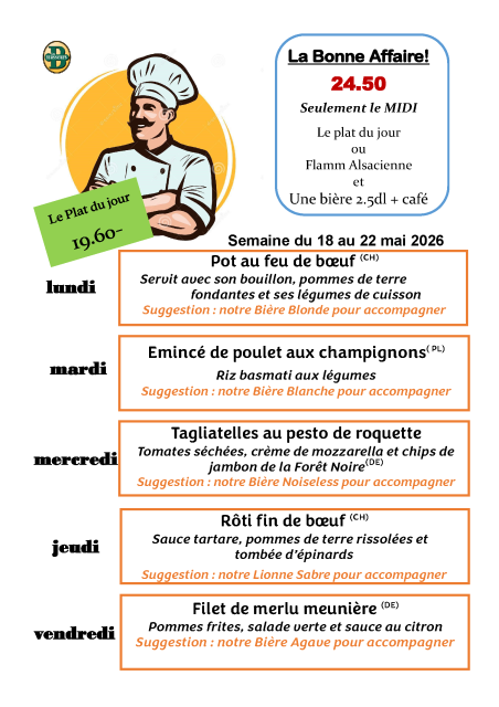 Plats du jour de la semaine